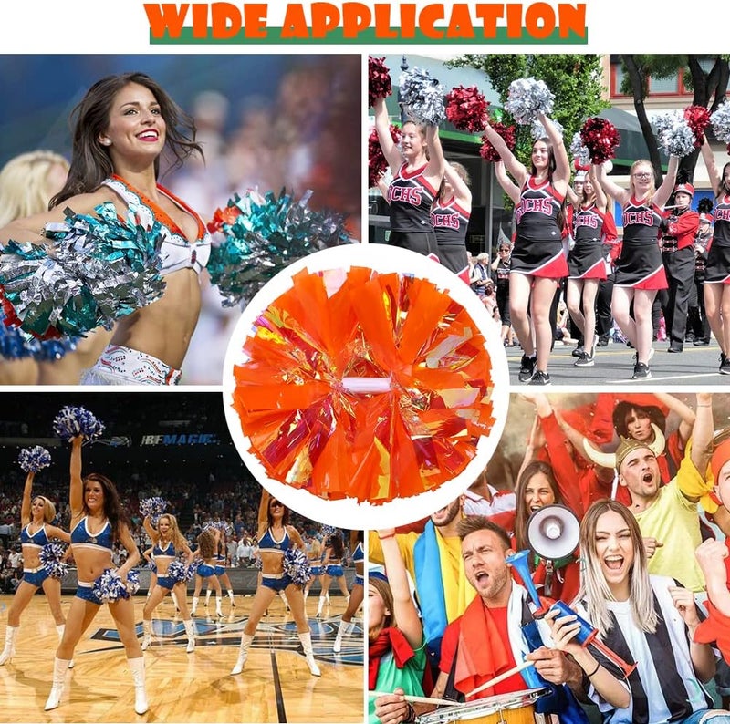 Hooshing 2 Pack Cheerleading Pom Poms with Baton Handle Rainbow Colorful Cheer Pom Poms for Sports Team Spirit Cheering Kids Adults - Image 5